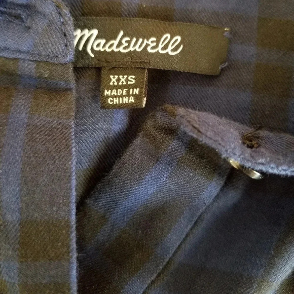 Madewell Blue Plaid Wrap Front Shirt XXS - Picture 5 of 6
